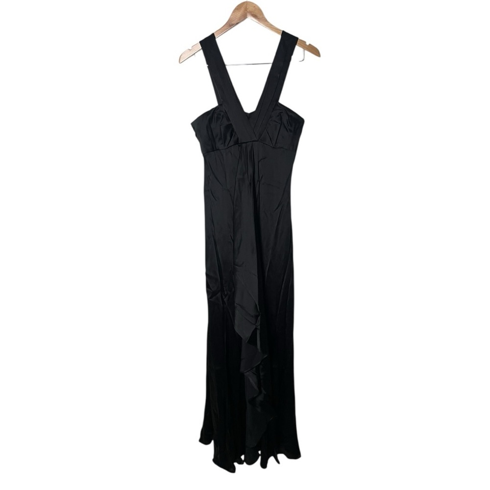 Vintage Y2K Karen Millen Black Satin Midi Dress US 6
